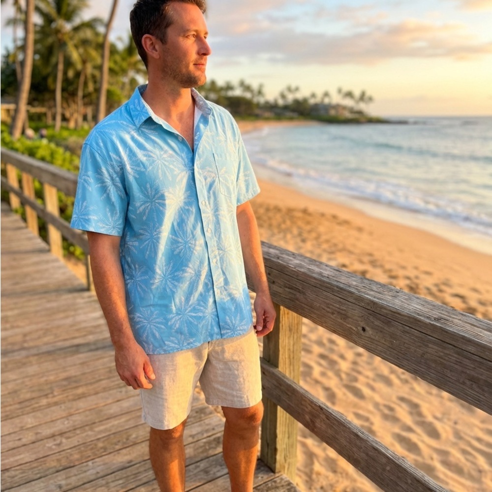 Hardaddy Tropical Blue Button Down Shirt